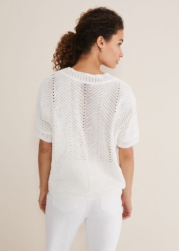 Phase Eight Avas Crochet Knitwear White Canada | EWUMPF-804